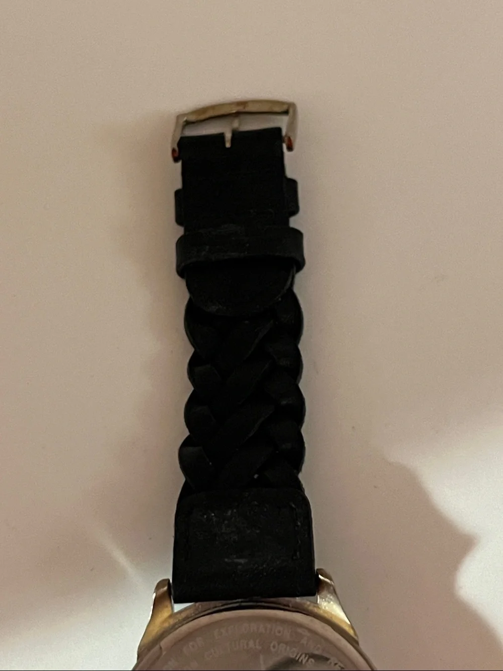 Ferco Indiglo Black Braided Leather Strap Watch with Silver Case and White Dial